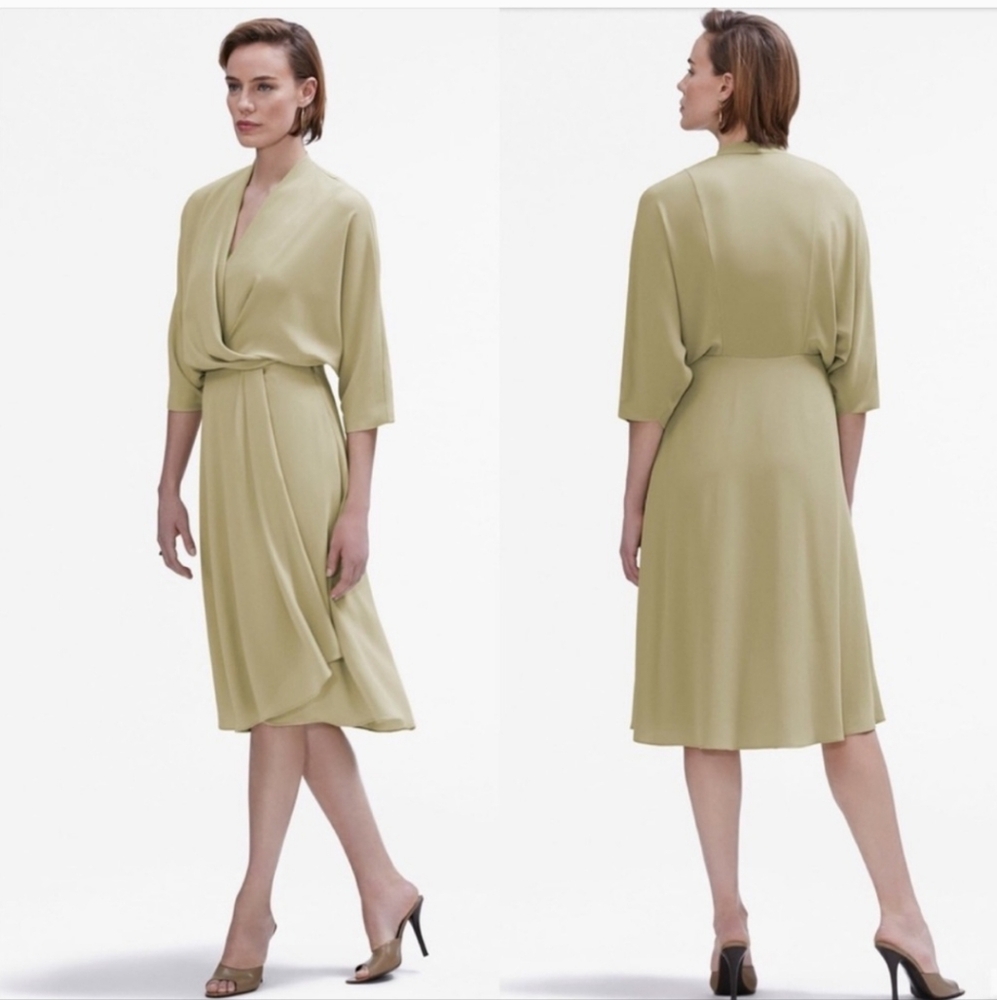 MM LAFLEUR Femi Surplice Faux Wrap Dress Crepe Business Casual Capsule Office